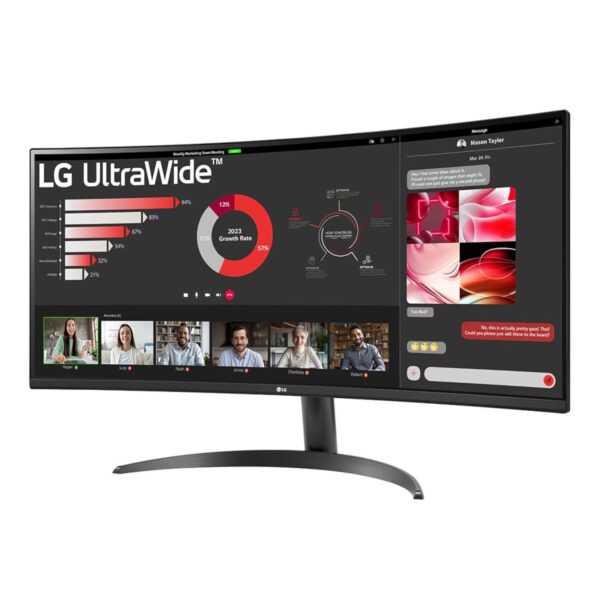 LG 34" UltraWide QHD Curved Monitor (100Hz, FreeSync, HDR10, HDMI/DP) - Image 2