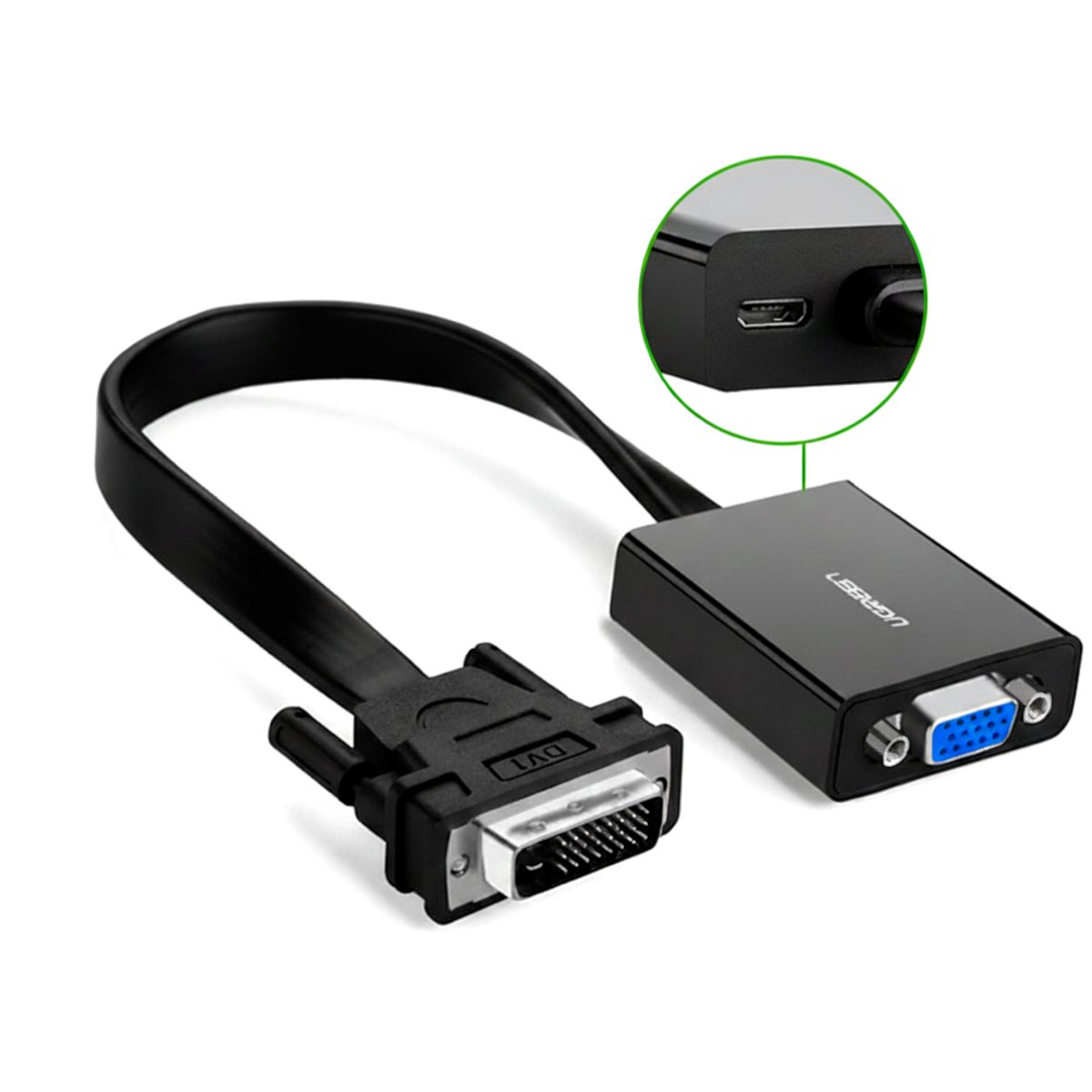 UGreen DVI-D 24+1 to VGA Active Video Adapter (Male to Female) – Black
