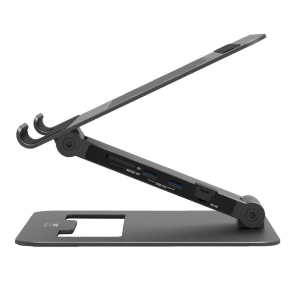 Port Connect Adjustable Stand + Dock Type-C to 1 x RJ45|2 x USB3.1 Gen1|2 x HDMI 4k@60Hz|1 x Type-C|PD85W|SDand Micro SD Reader - Image 3