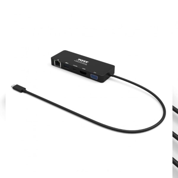 Port USB Type-C to 1 x RJ45|1 x USB3.0 SS|1 x Type-C 85W PD|1 x HDMI2.0|1 x VGA 30cm Cable Dock - Black - Image 2