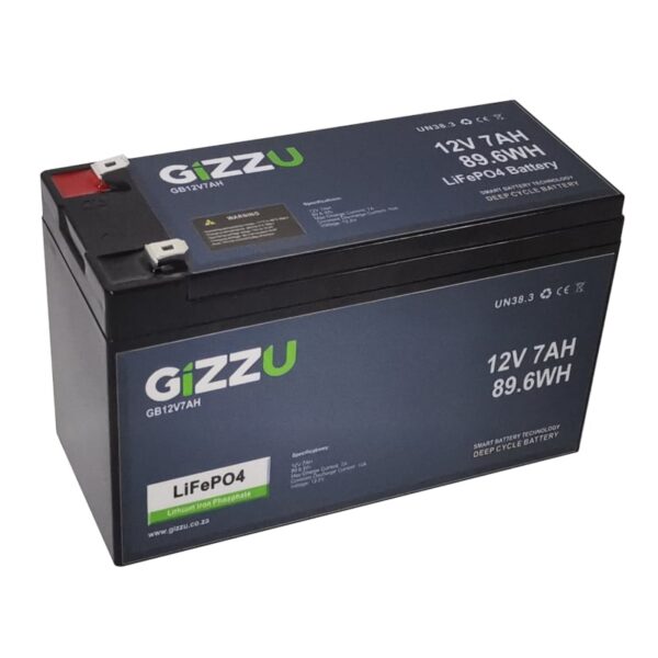 Gizzu 12V 7AH LiFePO4 Replacement Battery - Image 2