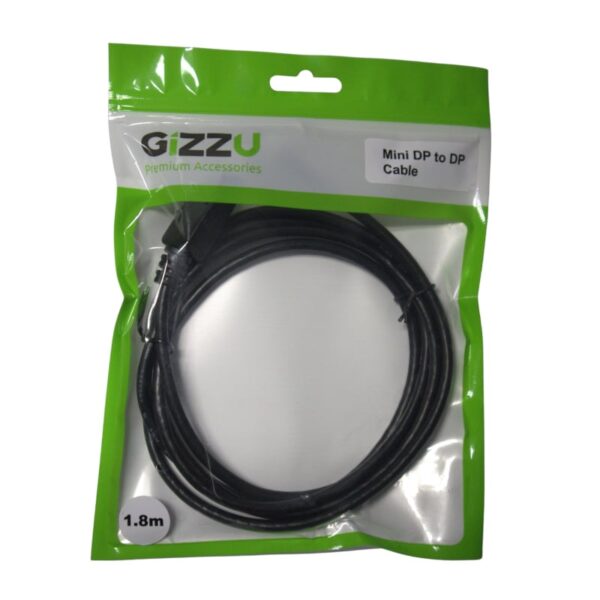 GIZZU Mini DP to DP 4k 30Hz|4k 60Hz 1.8m (Thunderbolt 2 compatible) Cable - Black - Image 2