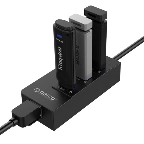 ORICO 3 Port USB3.0 Hub With Gigabit Ethernet Adapter - Black - Image 5