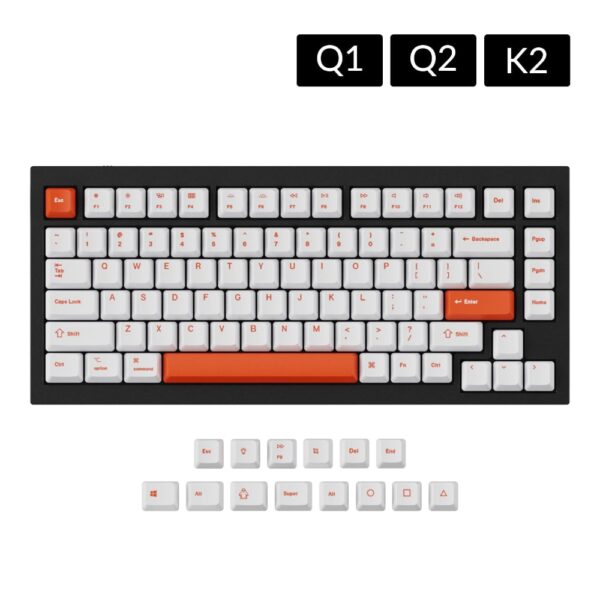 Keychron OEM Dye-Sub PBT Full Keycap Set - Orange/White - Image 2