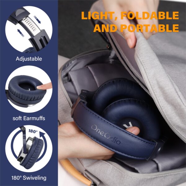 Oneodio Pro 10 Professional Wired Over Ear DJ and Studio Monitoring Headphones - Dark Blue - Image 4