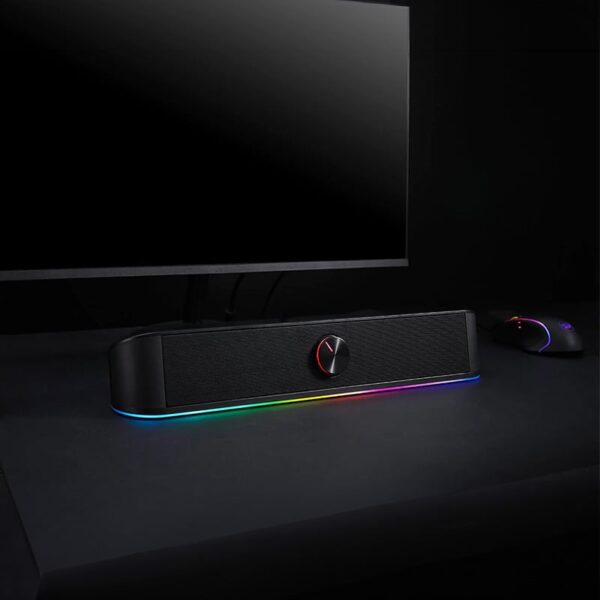 REDRAGON 2.0 Sound Bar ADIEMUS 2 x 3W RGB USB|Aux PC Gaming Speaker - Black - Image 6