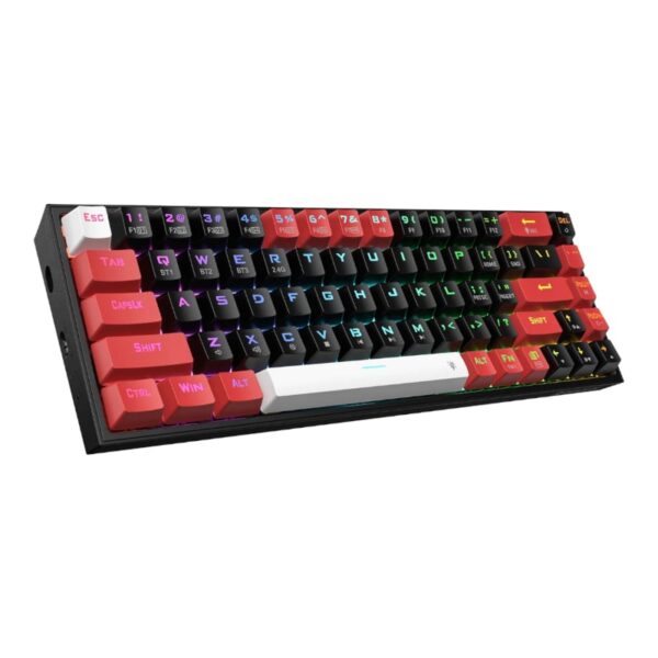 REDRAGON Castor Pro 68Key Wireless Red|Black|White KeyCap Bluetooth RGB Red Switch - Black|Red - Image 2