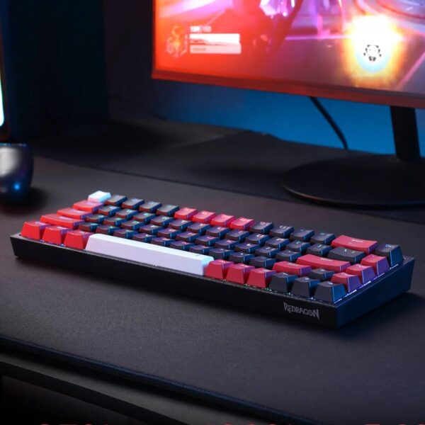 REDRAGON Castor Pro 68Key Wireless Red|Black|White KeyCap Bluetooth RGB Red Switch - Black|Red - Image 6