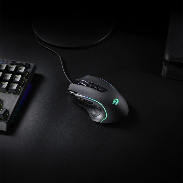 REDRAGON PREDATOR 4000DPI RGB Ergo Gaming Mouse - Black - Image 6