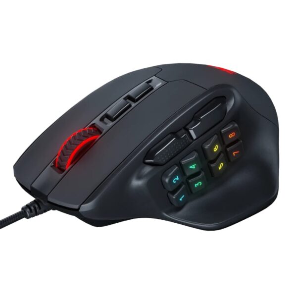 REDRAGON Aatrox 6200DP RGB MMO Gaming Mouse - Black - Image 2