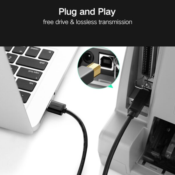 UGreen US210 USB-A Printer Cable 2M - Black - Image 5